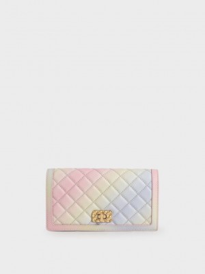 Charles & Keith Micaela Kapitone Long Wallet Renkli | XBDZ-35692