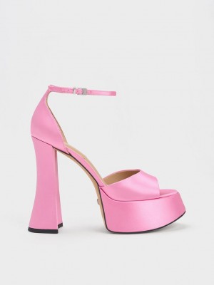 Charles & Keith Michelle Recycled Polyester Platform Sandals Pembe | DXYU-21764