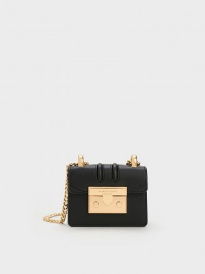 Charles & Keith Micro Charm-Embellished Clutch Siyah | ALWO-02835