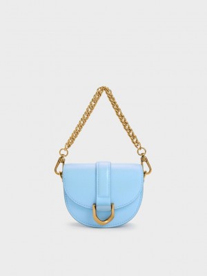 Charles & Keith Micro Gabine Saddle Bag Açık Mavi | HPWQ-85360