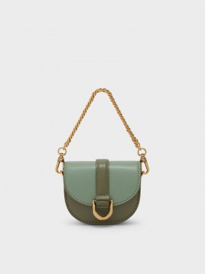 Charles & Keith Micro Gabine Two-Tone Saddle Bag? Zeytin Yeşili | NJAS-94052
