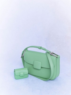 Charles & Keith Micro Koa Square Push-Lock Bag Yeşil | ZQWO-79804
