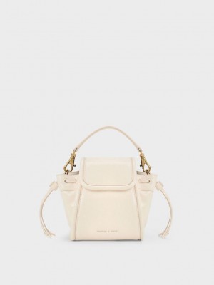 Charles & Keith Mini Ashby Top Handle Bag Krema | YXDR-54630