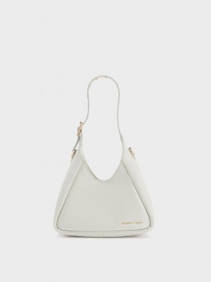 Charles & Keith Mini Buzz Hobo Bag Beyaz | LFSM-54160