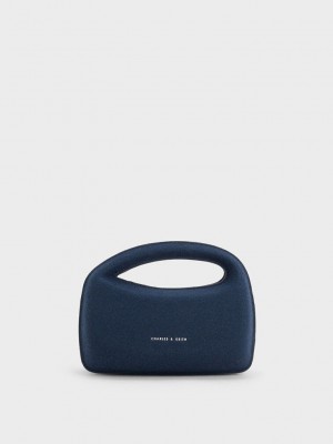 Charles & Keith Mini Cocoon Textured Top Handle Bag Lacivert | QRTK-07325