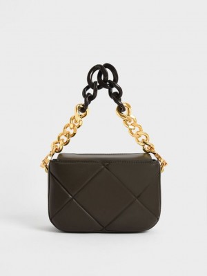 Charles & Keith Mini Danika Tıknaz Chain Yastıklı Bag Koyu | BDMT-76930