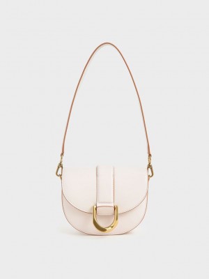 Charles & Keith Mini Gabine Saddle Bag Pembe | LTEB-32094