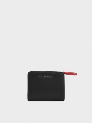 Charles & Keith Mini Top Zip Small Wallet Siyah | OLGV-94217