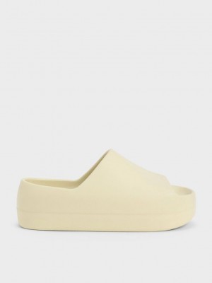 Charles & Keith Morgan Platform Terlik Sandals Sarı | TYVH-29085