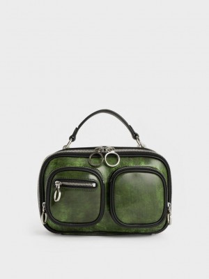 Charles & Keith Multi-Pouch Crossbody Bag Yeşil | QWUJ-97240