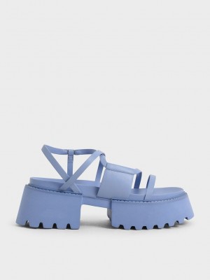 Charles & Keith Nadine Askısı Platform Sandals Mavi | IRBN-24591