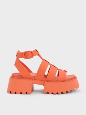 Charles & Keith Nadine Gladiator Platform Sandals Turuncu | RLUD-19536