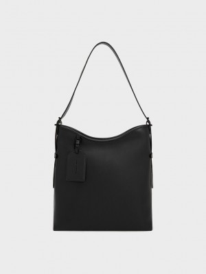 Charles & Keith Naomi Slouchy Hobo Bag Siyah | FXSK-23594