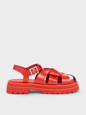 Charles & Keith Nell Gladiator Sandals Kırmızı | FNLB-50941