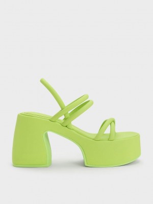 Charles & Keith Nerissa Tubular Platform Sandals? Açık Yeşil | SJCN-40237