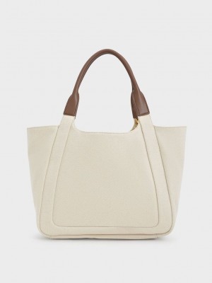 Charles & Keith Nova Two-Tone Large Kanvas Tote Bag Renkli | KXEZ-28971