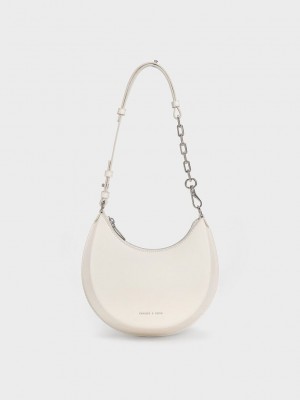 Charles & Keith Olivia Moon Bag Krema | JMUF-49832