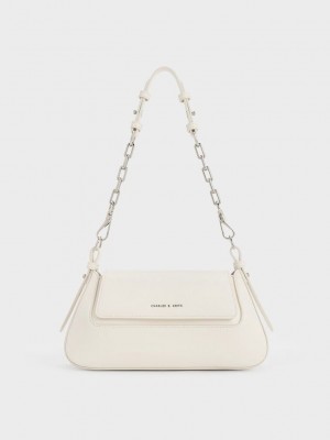 Charles & Keith Olivia Trapeze Shoulder Bag Krema | KVDR-38594