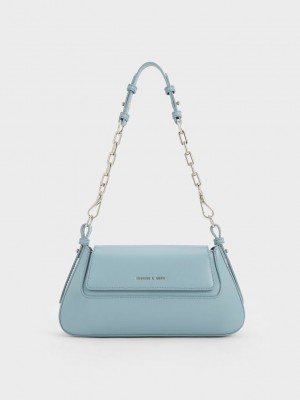 Charles & Keith Olivia Trapeze Shoulder Bag Mavi | XWSM-89417