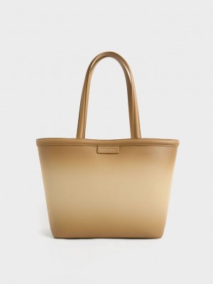 Charles & Keith Ombre Tote Bag Kahverengi | LVKJ-67054