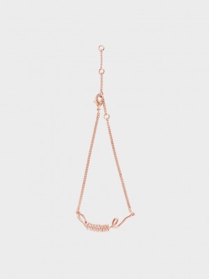 Charles & Keith Open Cuff Twist Bracelet Pembe Altın | GQTD-41689