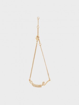 Charles & Keith Open Cuff Twist Bracelet Altın | TMFX-64725