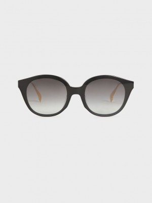 Charles & Keith Ophelia Acetate Cat-Eye Sunglasses Siyah | JMBV-02695