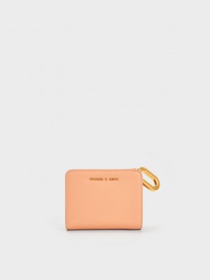 Charles & Keith Oval Keychain Zip Wallet Turuncu | JNEZ-57102