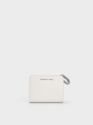 Charles & Keith Oval Keychain Zip Wallet Krema | TMAE-95064