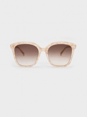 Charles & Keith Oversized Square Acetate Sunglasses Mercan | LVMB-70349