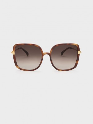 Charles & Keith Oversized Square Chain-Link Sunglasses | ASNU-46513