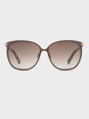 Charles & Keith Oversized Square Sunglasses Kahverengi | FGQK-09612