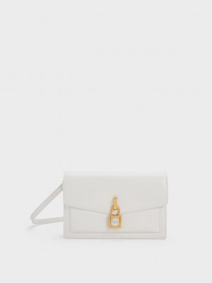 Charles & Keith Padlock Envelope Crossbody Bag Beyaz | LDJR-06327