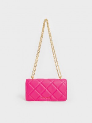 Charles & Keith Paffuto Chain Handle Kapitone Long Wallet Küpe Çiçeği | RBFS-57042