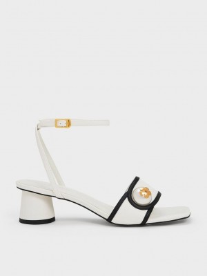 Charles & Keith Pearl-Embellished Sandals Beyaz | RTPK-38560