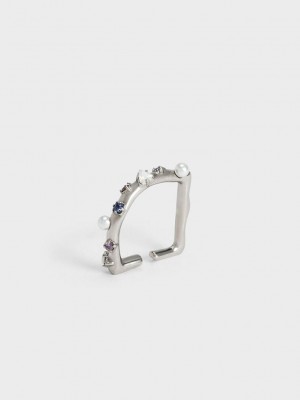 Charles & Keith Pearl & Crystal-Embellished Ring Mor | PCBR-49761