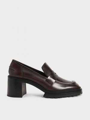 Charles & Keith Penny Loafer Pumps Koyu Kahverengi | EQTY-78241