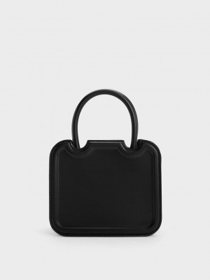 Charles & Keith Perline Sculptural Tote Bag Siyah | BDMF-02379