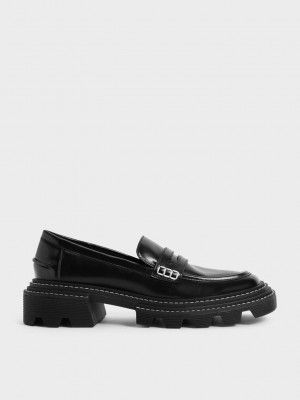 Charles & Keith Perline Tıknaz Penny Loafers Siyah | CDGH-28190