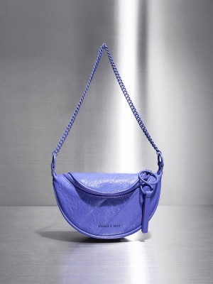 Charles & Keith Philomena Half-Moon Crossbody Bag Mor | OSZW-80974