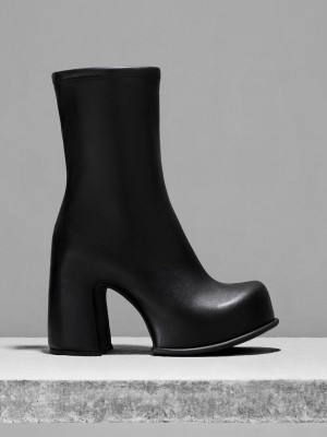 Charles & Keith Pixie Platform Ankle Boots Siyah | QLKR-10753