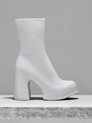 Charles & Keith Pixie Platform Ankle Boots Beyaz | FHZT-10856
