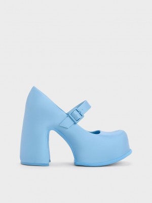 Charles & Keith Pixie Platform Mary Janes Mavi | NTHK-91658