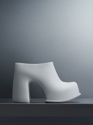 Charles & Keith Pixie Platform Mules Beyaz | MTEV-70198