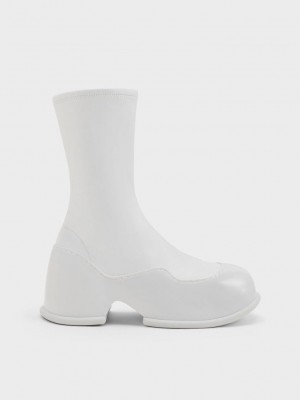 Charles & Keith Pixie Rugan Calf Boots Beyaz | ZUPS-17524