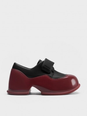 Charles & Keith Pixie Rugan Two-Tone Platform Loafers Kırmızı | RUZJ-04392