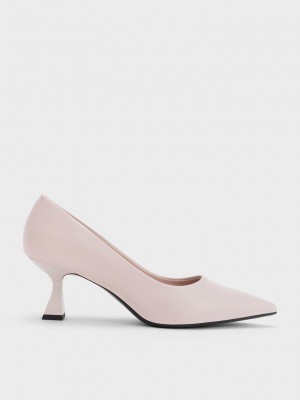 Charles & Keith Pointed-Burunlu Flare Heel Pumps Bej Rengi | RWZD-19472