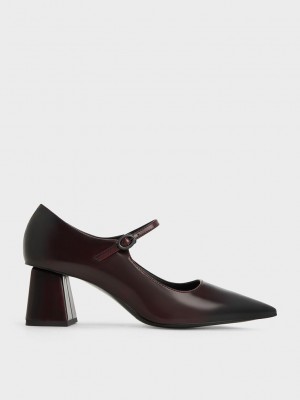 Charles & Keith Pointed-Burunlu Mary Jane Pumps Kırmızı | QKSH-50243