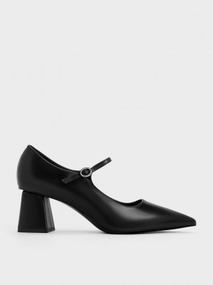 Charles & Keith Pointed-Burunlu Mary Jane Pumps Siyah | KSBT-50897