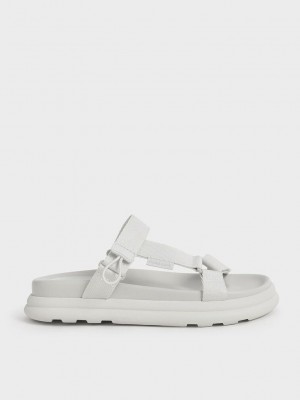 Charles & Keith Polyester Cırt Cırt Askılı Sports Sandals Pembe | UXZV-18902